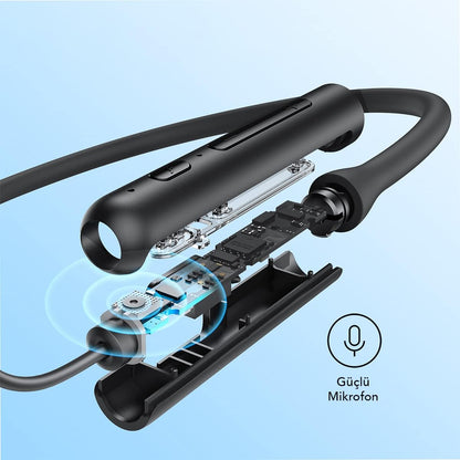 Anker Life U2 Bluetooth Neckband Headphones with 24 H Playtime, 10 Mm Drivers, Crystal-Clear Calls with CVC 8.0, USB-C Fast Charging, Foldable & Lightweight Build, IPX7 Waterproof