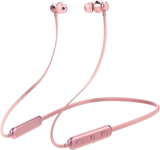 Bluetooth Headphones Neckband 20Hrs Playtime V5.0 Wireless Headset Sport Noise Cancelling Earbuds W/Mic for Gym Running Compatible with Iphone Samsung Android (Rose Gold)