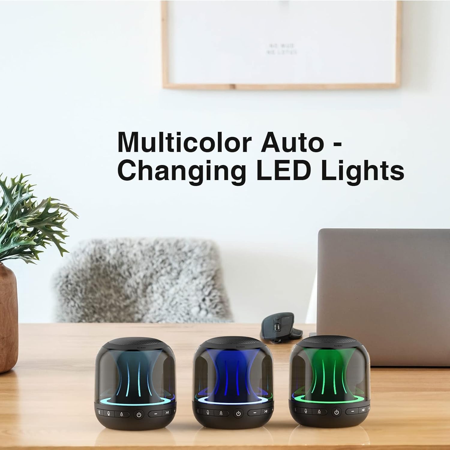 Small Portable Bluetooth Speaker Mini Bluetooth Speaker Colourful Led Lights True Wireless Stereo Speaker 164 Feet Bluetooth Range Loud Bass Built-In Mic Handsfree Call for Laptop Iphone Echo