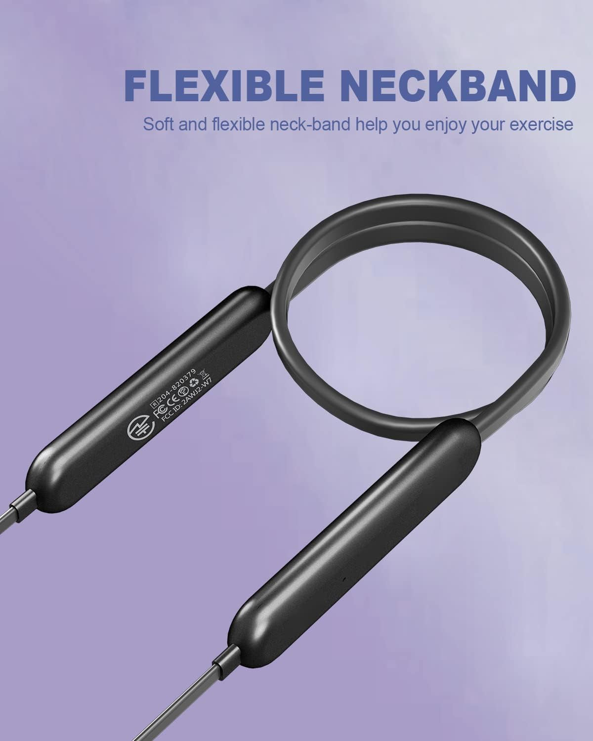 Bluetooth Headphones Neckband 20Hrs Playtime V5.0 Wireless Headset Sport Noise Cancelling Earbuds W/Mic for Gym Running Compatible with Iphone Samsung Android (Matte Black)
