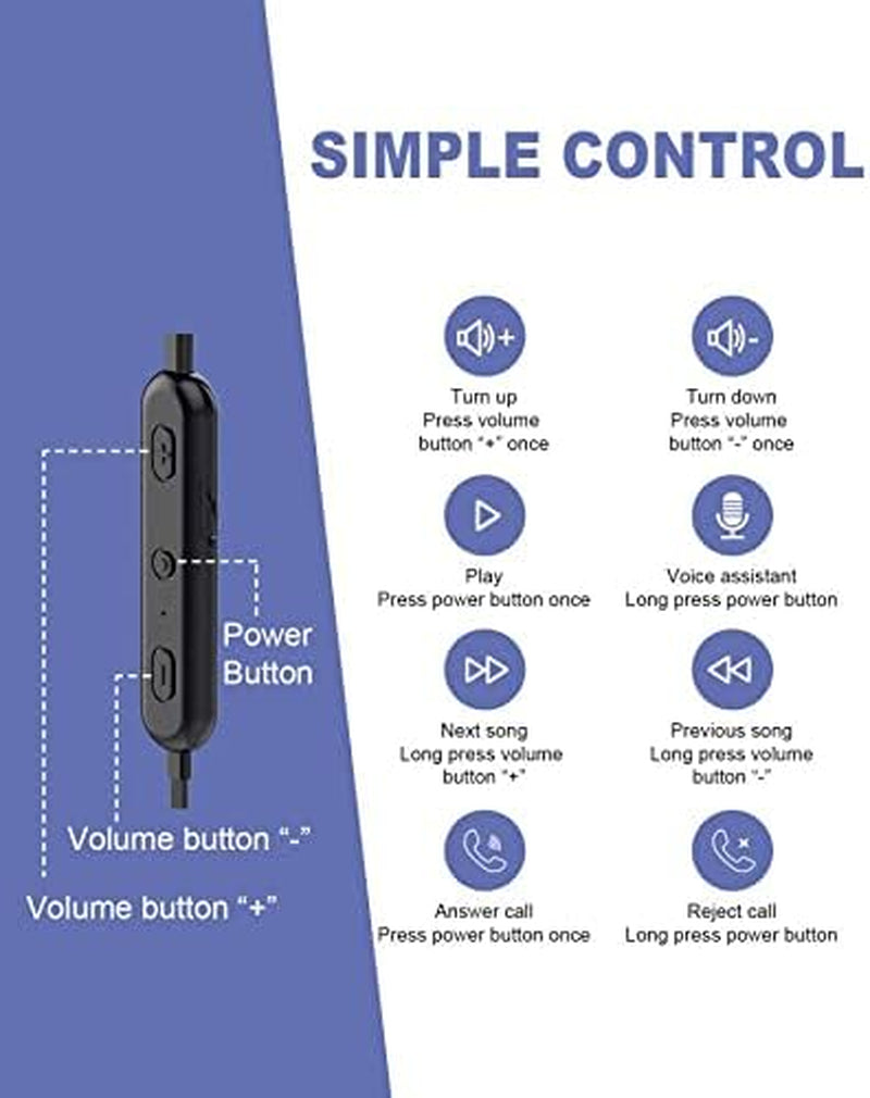 Bluetooth Headphones Neckband 20Hrs Playtime V5.0 Wireless Headset Sport Noise Cancelling Earbuds W/Mic for Gym Running Compatible with Iphone Samsung Android (Matte Black)