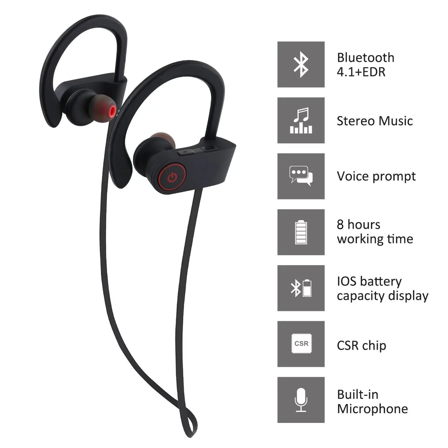 Bluetooth Headphones, Best Wireless Sports Earphones W/Mic IPX7 Waterproof HD Stereo Sweatproof In-Ear Earbuds Gym Running Workout 8 Hour Battery Noise Cancelling Headsets