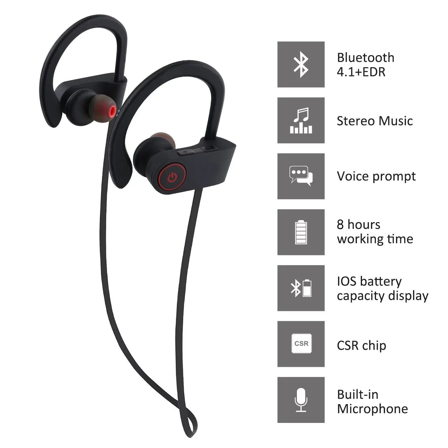 Bluetooth Headphones, Best Wireless Sports Earphones W/Mic IPX7 Waterproof HD Stereo Sweatproof In-Ear Earbuds Gym Running Workout 8 Hour Battery Noise Cancelling Headsets