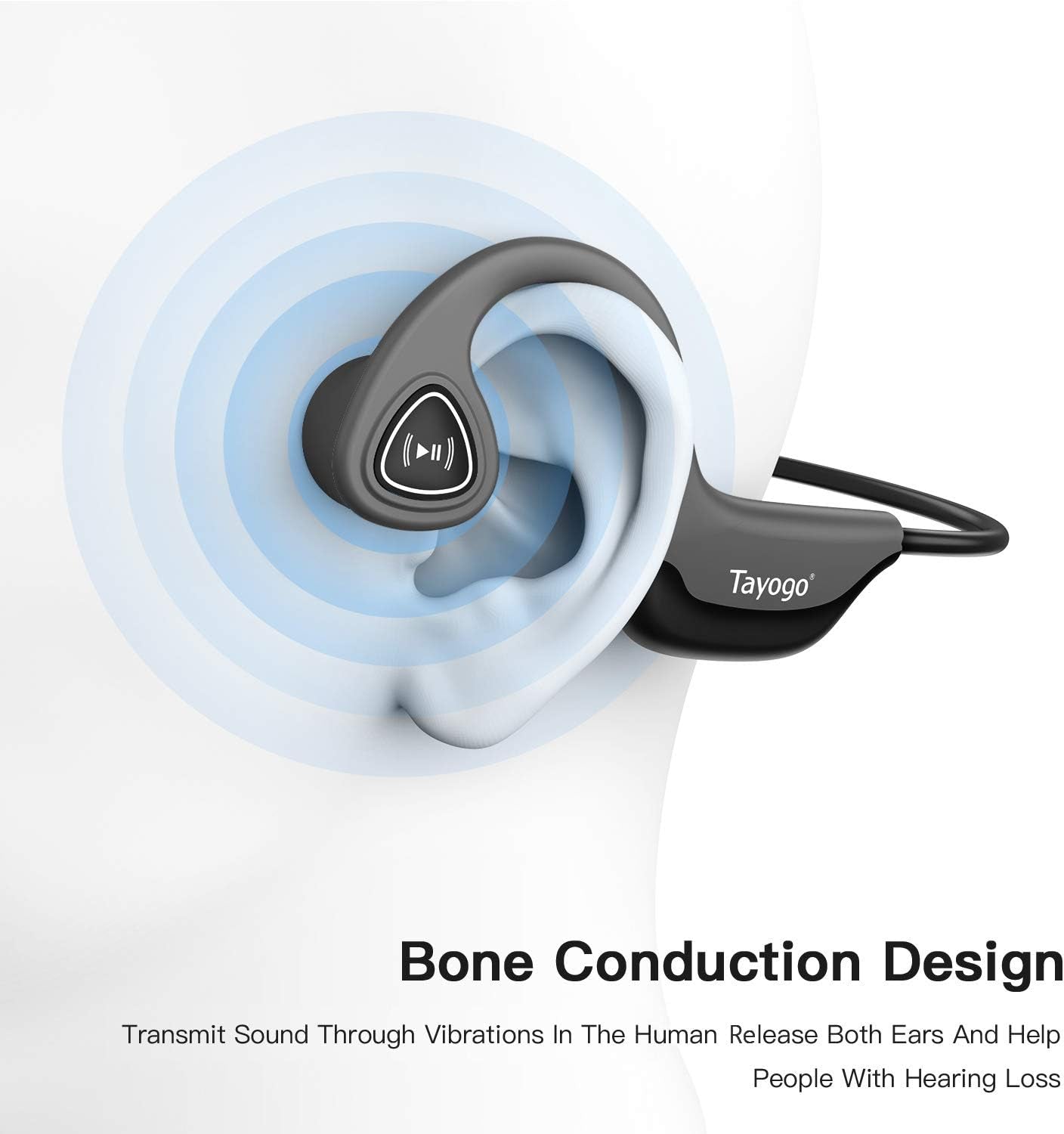 Bone Conduction Headphones, Wireless Bluetooth Bone Conducting Earbuds, Open Ear Headset with Mic, for Running, Cycling, Yoga (Almost Like-New)